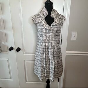 100% silk Twenty8Twelve by S. Miller Dress Gray Stripe Ruffle Collar UK 12 US 8